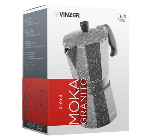 Кавоварка гейзерна "Moka Granito" на 6 чашек ТМ "Vinzer"